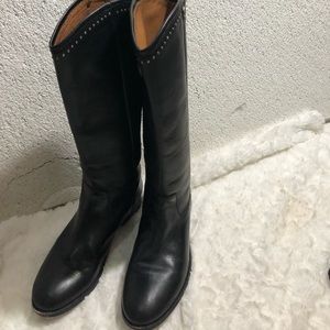 Frye Melissa button stud black leather boots